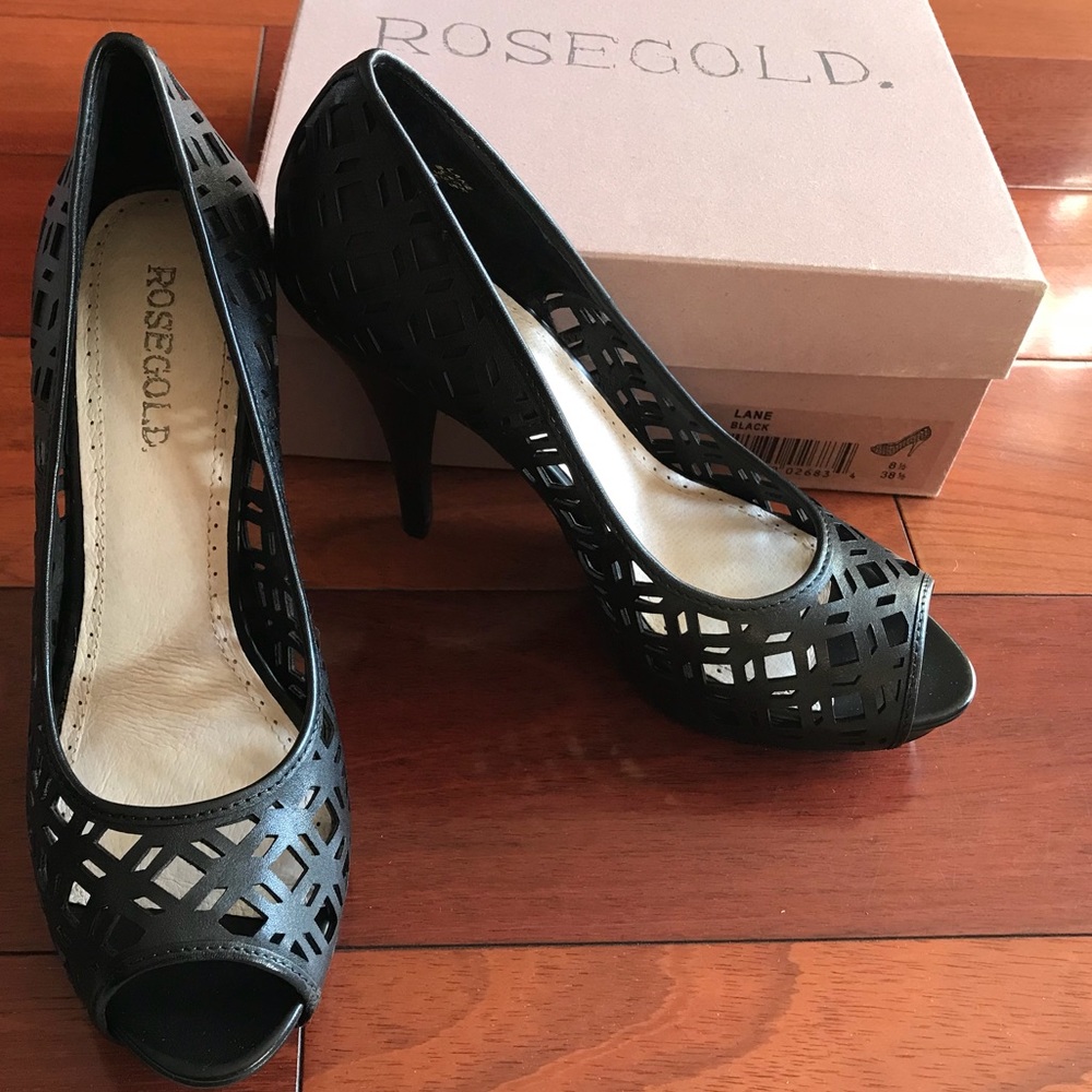 ROSEGOLD laser cut peep toe pumps-NEVER WORN!